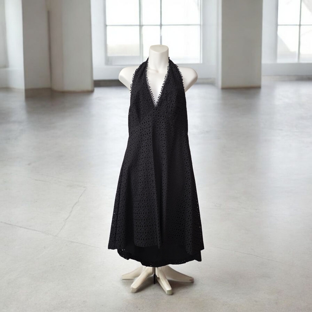 Badgley Mischka Black Textured High-Low Dress